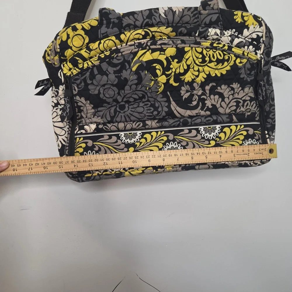 Vera‎ Bradley Provencal Quilted Cotton Laptop Messenger Bag Yellow Grey Floral